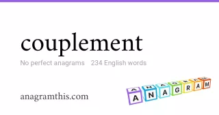 couplement - 234 English anagrams