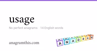 usage - 14 English anagrams