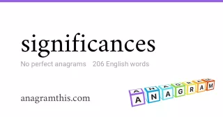 significances - 206 English anagrams