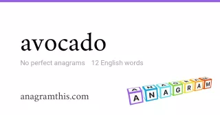 avocado - 12 English anagrams