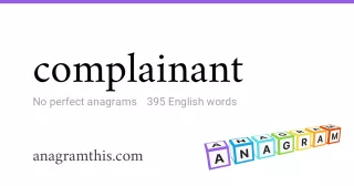 complainant - 395 English anagrams