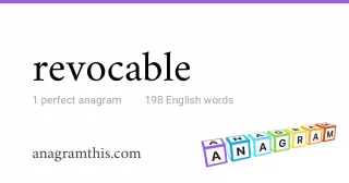 revocable - 198 English anagrams