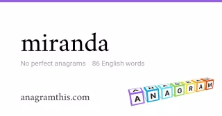 miranda - 86 English anagrams