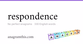 respondence - 330 English anagrams