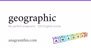 geographic - 253 English anagrams