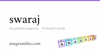 swaraj - 16 English anagrams