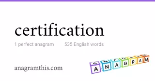 certification - 535 English anagrams