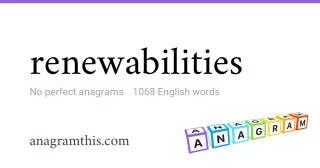 renewabilities - 1,068 English anagrams