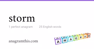 storm - 25 English anagrams
