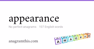 appearance - 107 English anagrams
