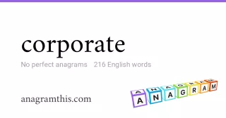 corporate - 216 English anagrams