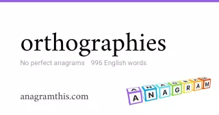 orthographies - 996 English anagrams