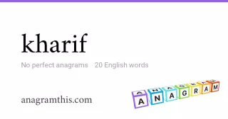 kharif - 20 English anagrams