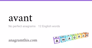 avant - 12 English anagrams