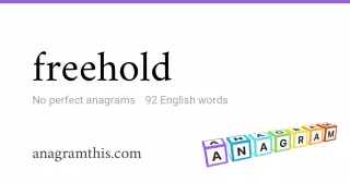 freehold - 92 English anagrams