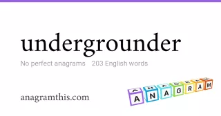 undergrounder - 203 English anagrams