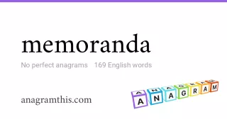 memoranda - 169 English anagrams