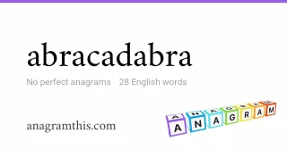 abracadabra - 28 English anagrams