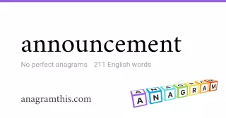 announcement - 211 English anagrams