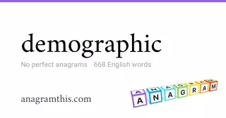 demographic - 668 English anagrams