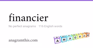 financier - 116 English anagrams