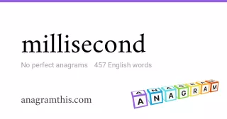 millisecond - 457 English anagrams