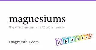 magnesiums - 242 English anagrams