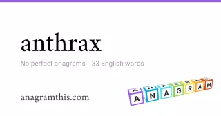 anthrax - 33 English anagrams