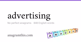 advertising - 848 English anagrams