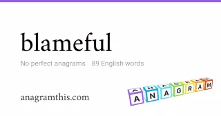 blameful - 89 English anagrams